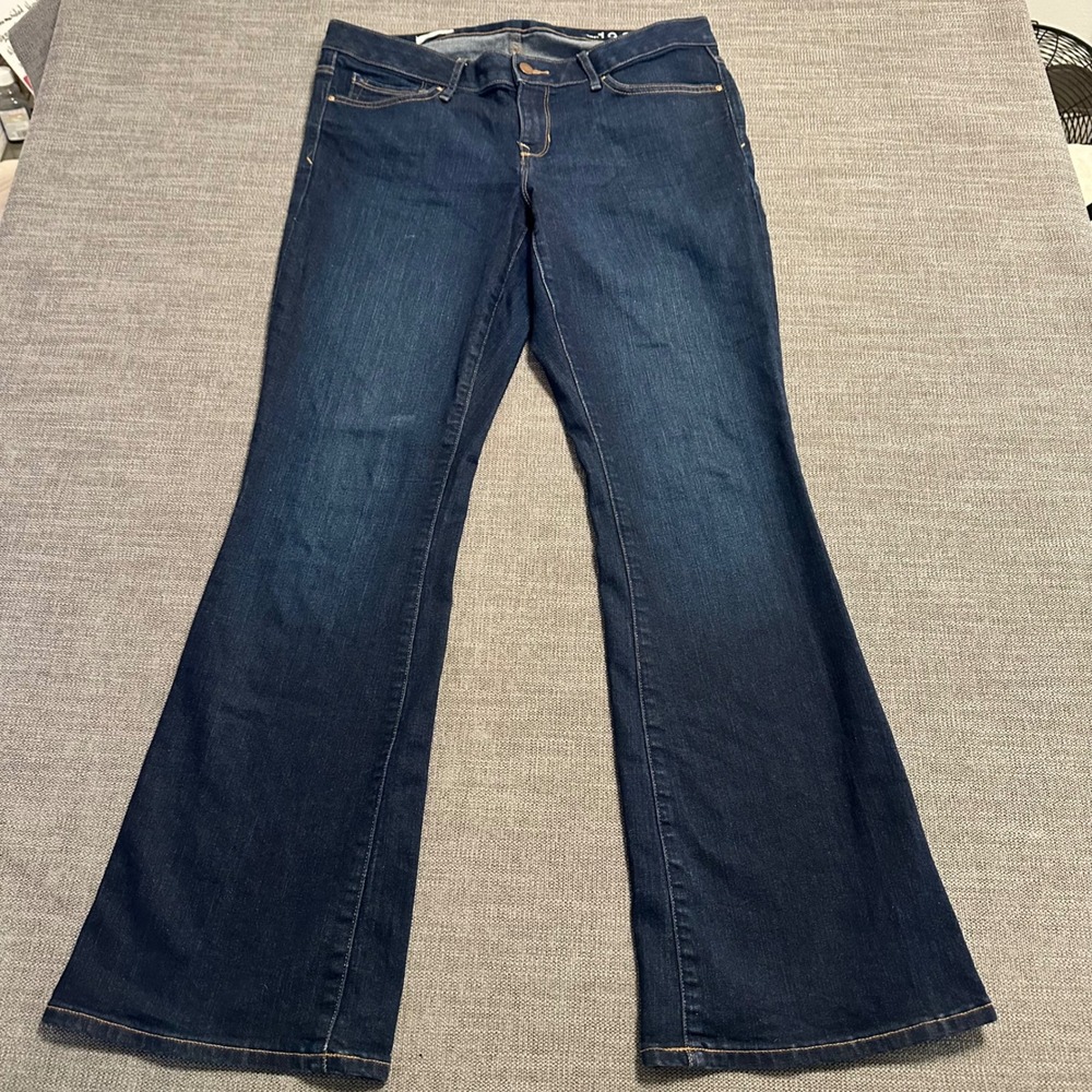 Gap Perfect Boot Jeans Womens 32R Dark Blue 1969 Mid Rise Stretch Denim